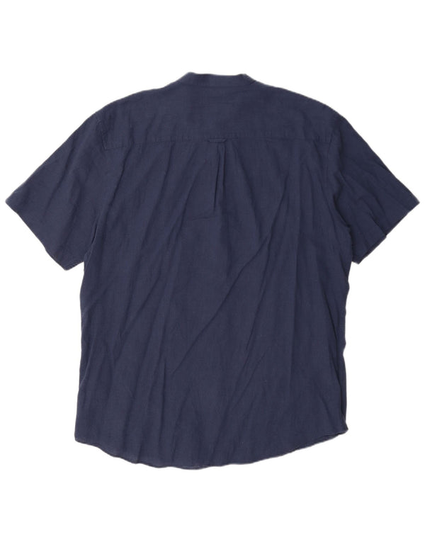 Farah Ανδρικό κοντομάνικο πουκάμισο XL Navy μπλε λινό