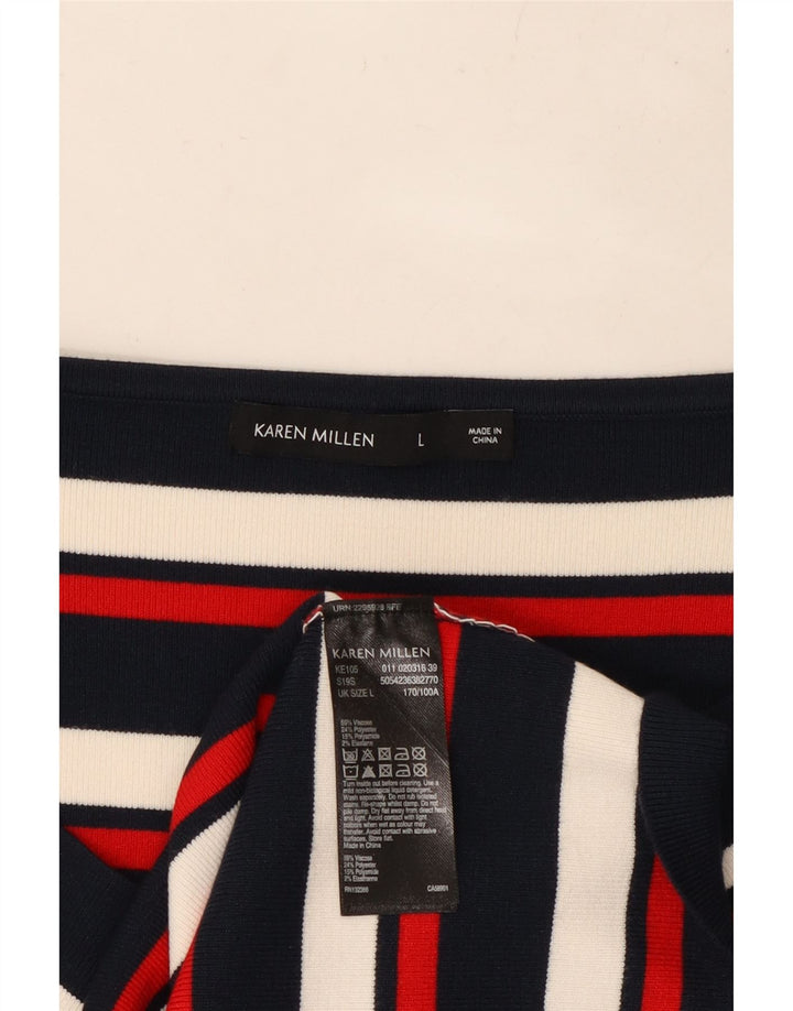 KAREN MILLEN Γυναικείο μακρυμάνικο μπλουζάκι UK 14 Μεγάλο πολύχρωμο ριγέ