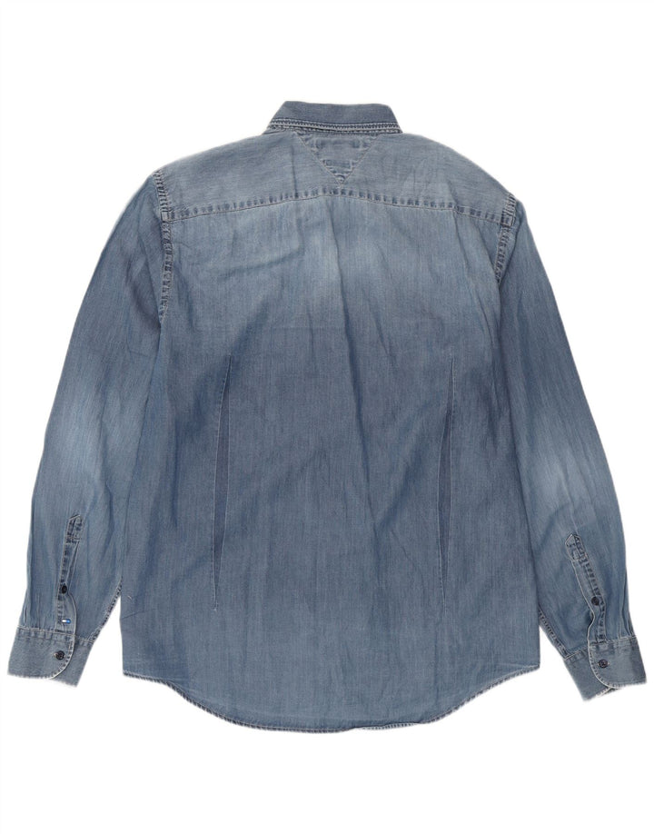 TOMMY HILFIGER Ανδρικό τζιν πουκάμισο New York Fit XL Μπλε βαμβακερό