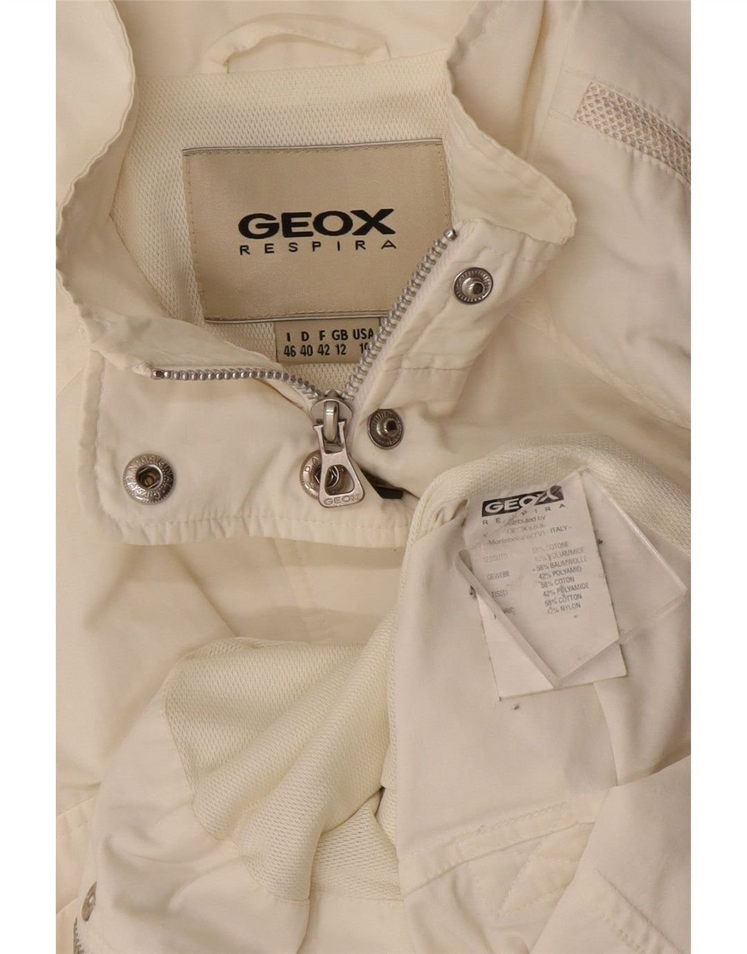 Geox Womens Respira Utility Jacket UK 12 Medium Off White Βαμβακερό