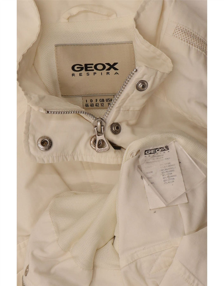 Geox Womens Respira Utility Jacket UK 12 Medium Off White Βαμβακερό