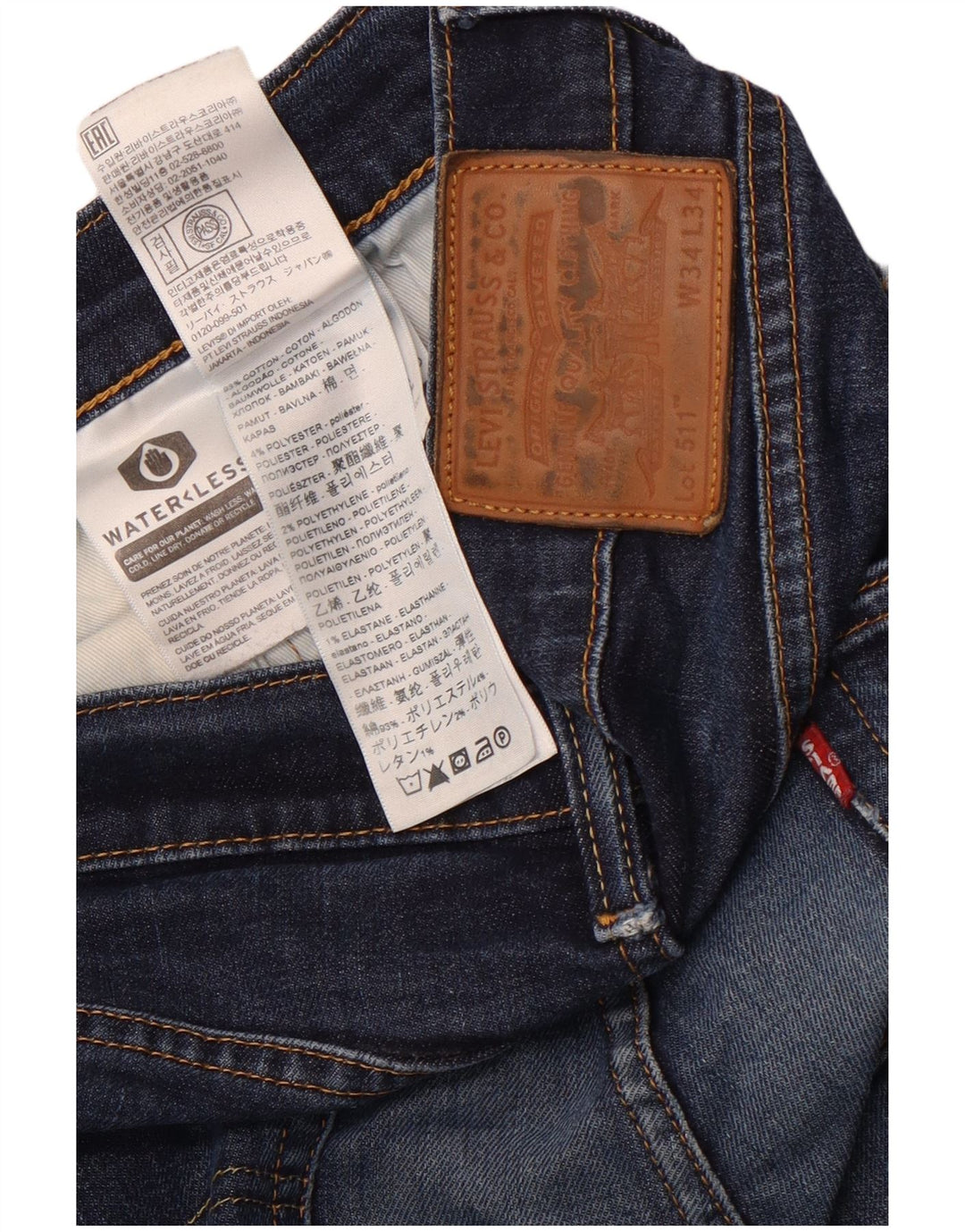 Levi's Mens 511 Slim Jeans W34 L34 Blue Cotton