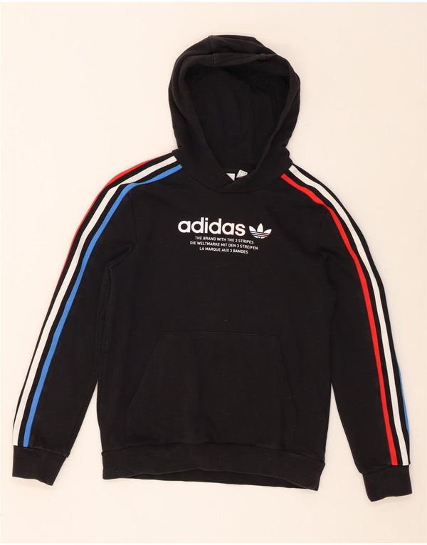 Adidas Boys Graphic Hoodie Jumper 12-13 ετών Μαύρο βαμβακερό
