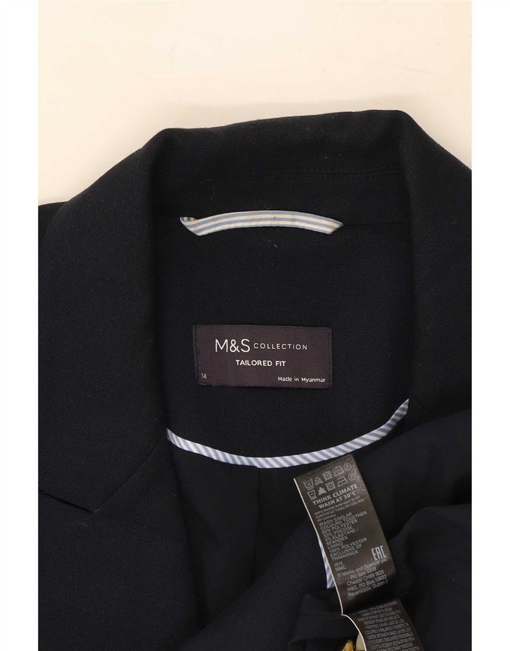 Marks & Spencer Womens Tailored Fit Blazer Jacket UK 14 Medium Navy Blue