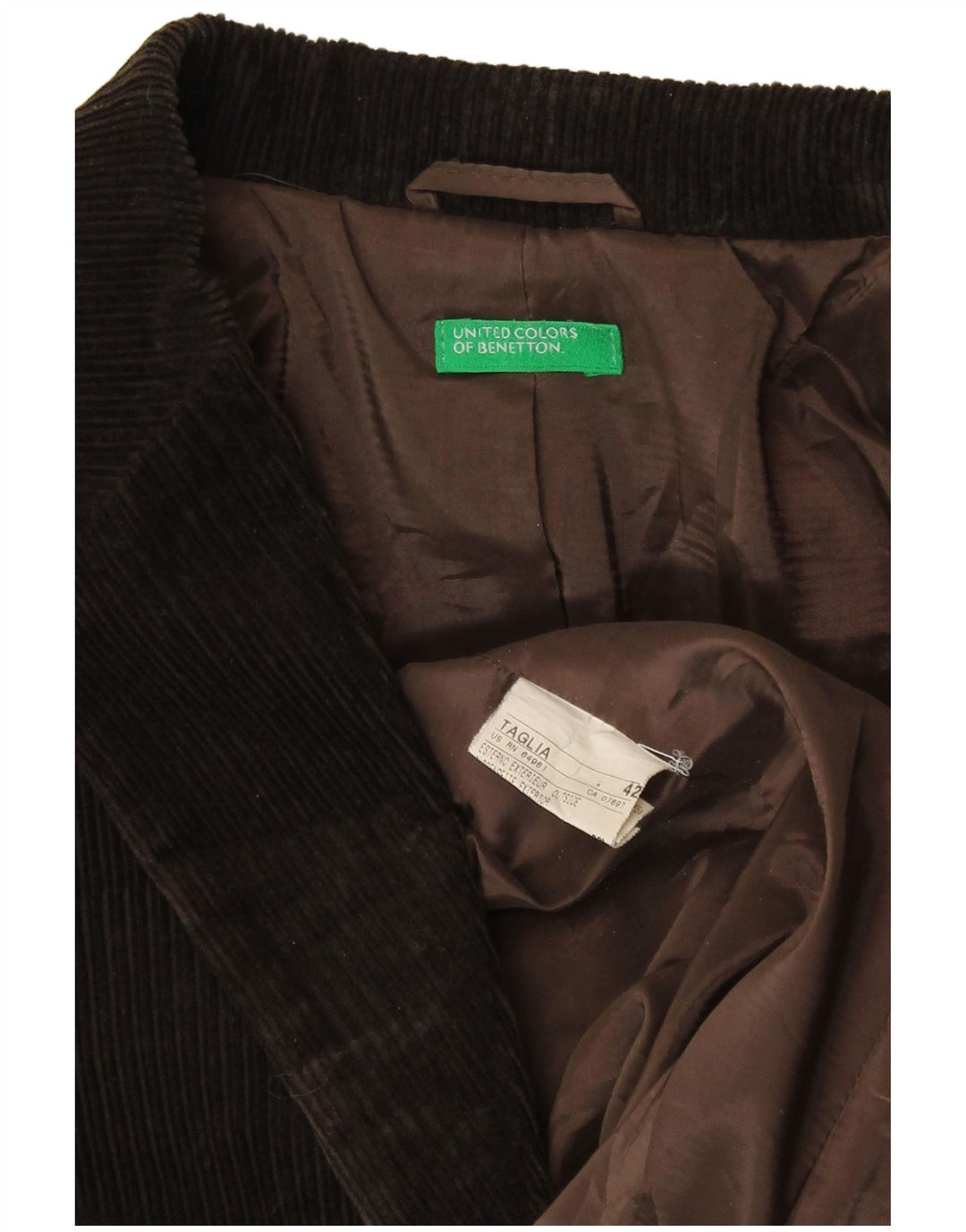 Benetton Γυναικείο τζάκετ με 3 κουμπιά κοτλέ μπλέιζερ IT 42 μεσαίο καφέ βαμβακερό