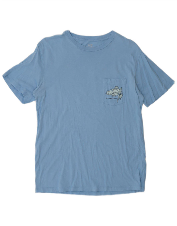 Vineyard Vines Ανδρικό γραφικό T-Shirt Top Μικρό μπλε βαμβακερό ψάρι