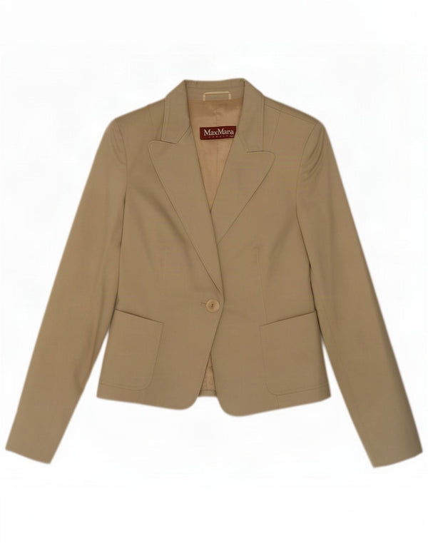 Max Mara γυναικείο σακάκι 1 κουμπιού σακάκι UK 12 Medium Beige βαμβακερό