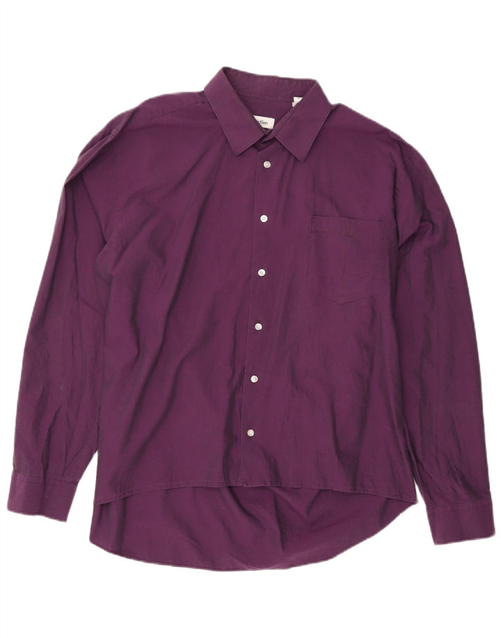 CALVIN KLEIN Ανδρικό πουκάμισο Slim Fit Μέγεθος 44 XL Μωβ βαμβακερό