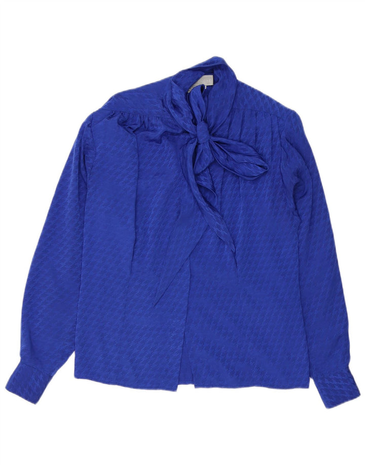 Evan Picone Γυναικείο πουκάμισο με γραβάτα μπλούζα US 4 Small Blue Houndstooth