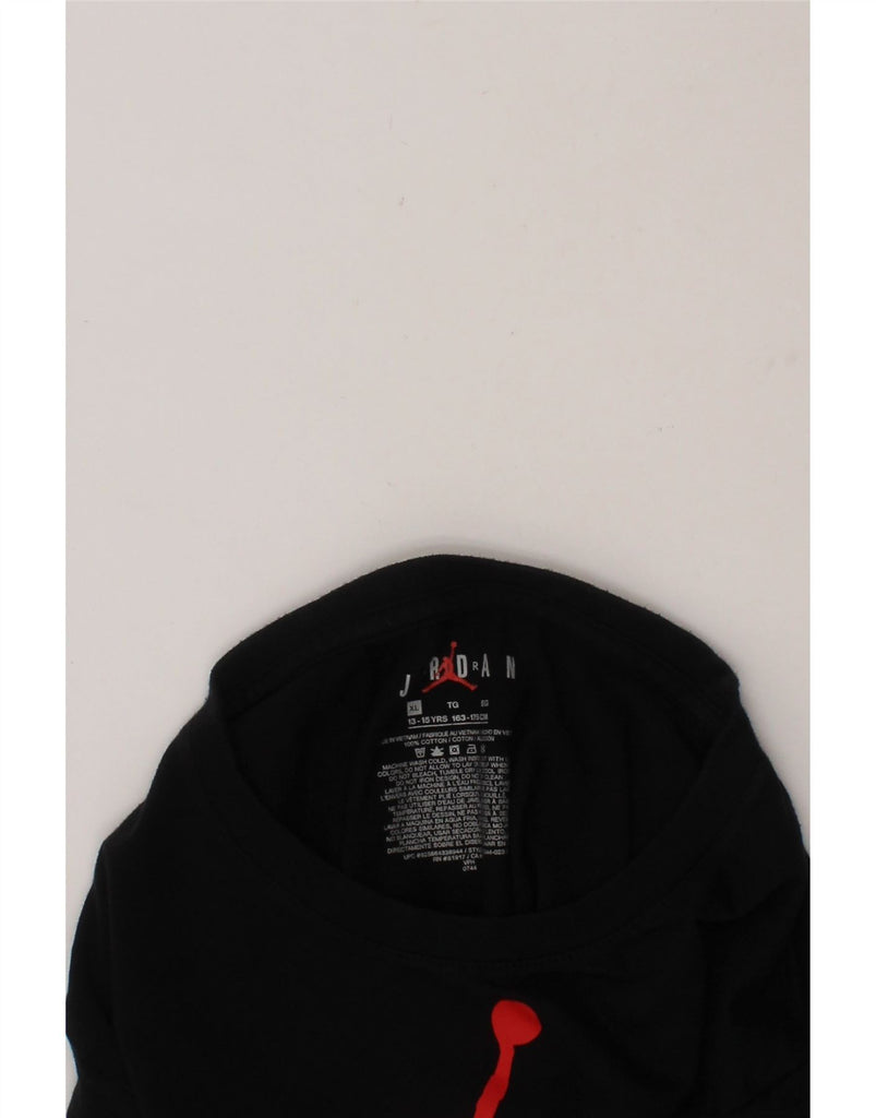 JORDAN Boys Graphic Top Long Sleeve 13-14 Years XL Black Cotton Vintage Jordan and Second-Hand Jordan from Messina Hembry 