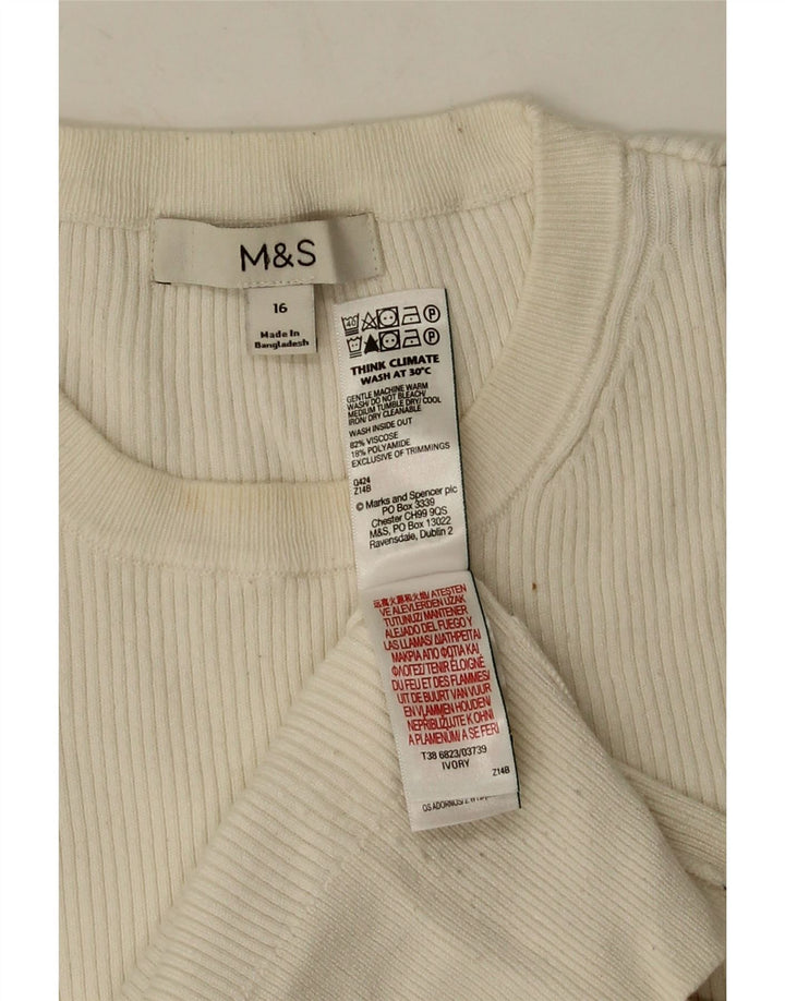 Marks & Spencer Γυναικείο τοπ μακρυμάνικο UK 16 Μεγάλη λευκή βισκόζη