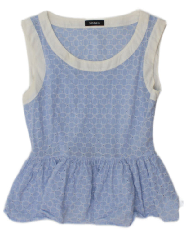 Max & Co. Γυναικεία μπλούζα αμάνικη μπλούζα τοπ UK 8 Small Blue Floral Βαμβακερό