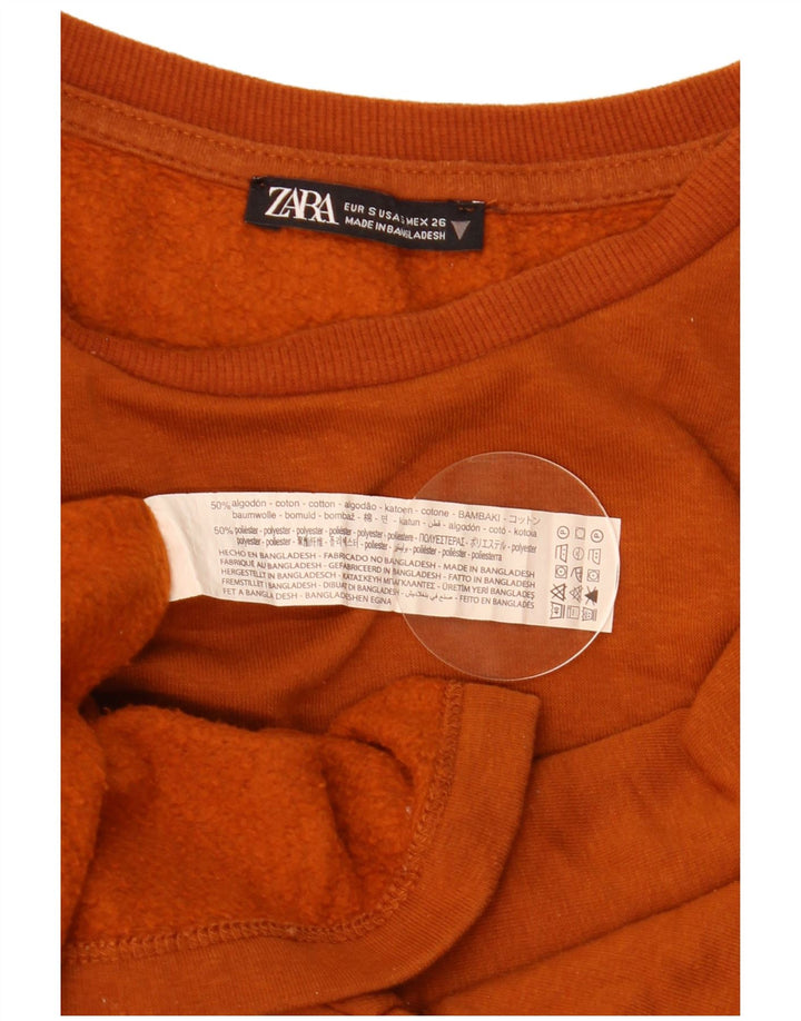 Zara Γυναικείο Φούτερ μεγάλου μεγέθους Jumper UK 10 Small Brown Βαμβακερό