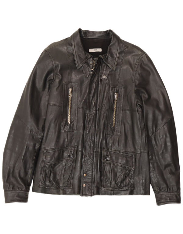 Zen Ανδρικό Δερμάτινο Μπουφάν IT 52 Μεγάλο Δερμάτινο Μαύρο