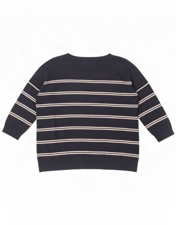 Fat Face Γυναικεία ζακέτα 3/4 μανίκια UK 14 Large Navy Blue ριγέ