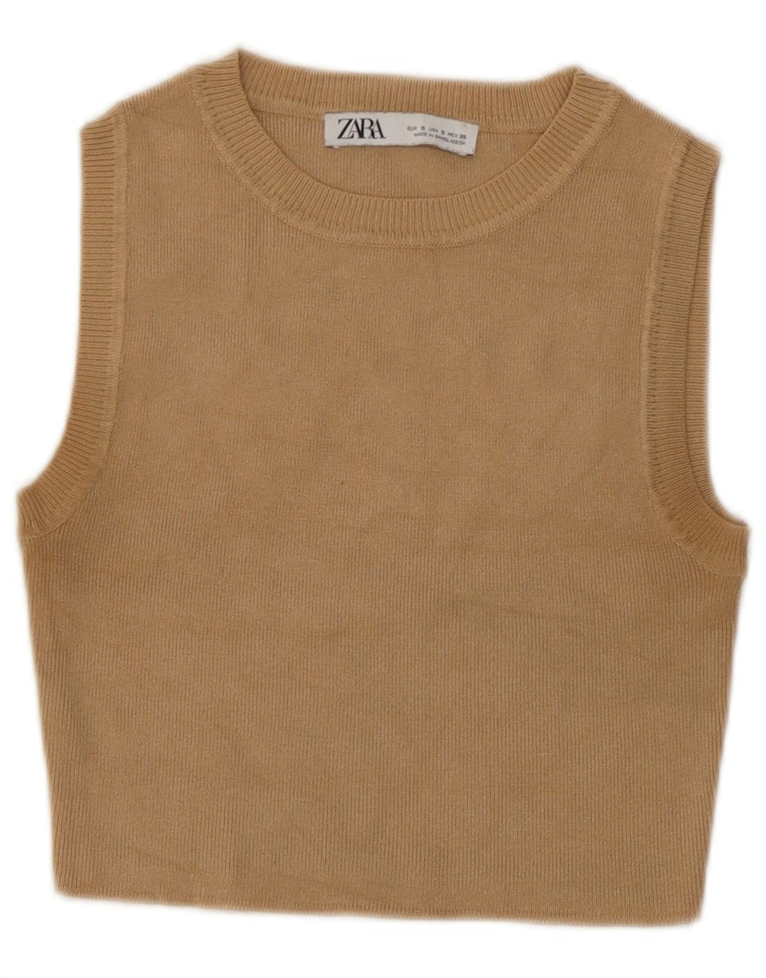 Zara Γυναικείο Crop Vest Top UK 10 Small Beige