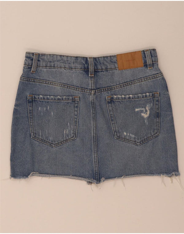 Zara Γυναικεία Μίνι Τζιν Φούστα Distressed Small W26 Μπλε