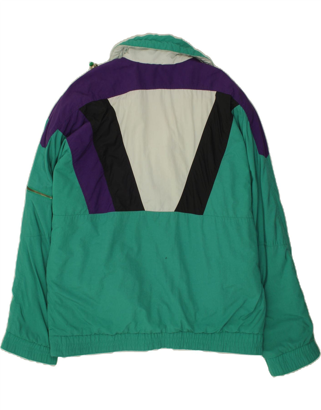 VINTAGE Womens Pullover Ski Jacket UK 18 XL Green Colourblock Polyester Vintage Vintage and Second-Hand Vintage from Messina Hembry 