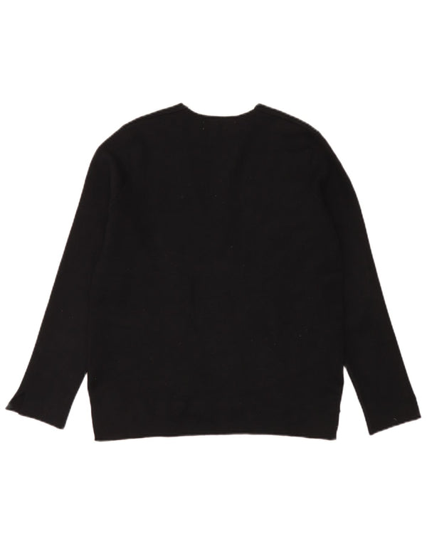 Zara Γυναικείο πουλόβερ με λαιμόκοψη σε φόρμα UK 10 Small Black Viscose