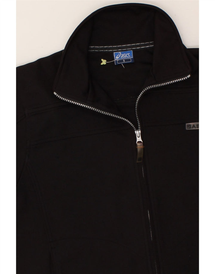 ASICS Womens Oversized Tracksuit Top Jacket UK 10 Small Black Polyester Vintage Asics and Second-Hand Asics from Messina Hembry 