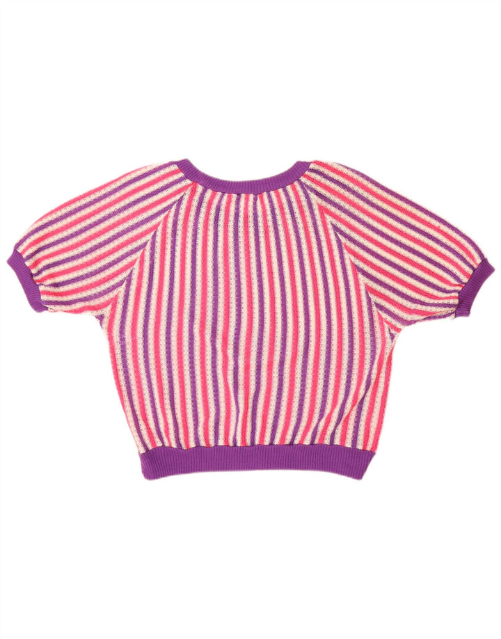 VINTAGE Γυναικείο πουλόβερ με λαιμόκαυστο UK 14 Μεγάλο πολύχρωμο ριγέ