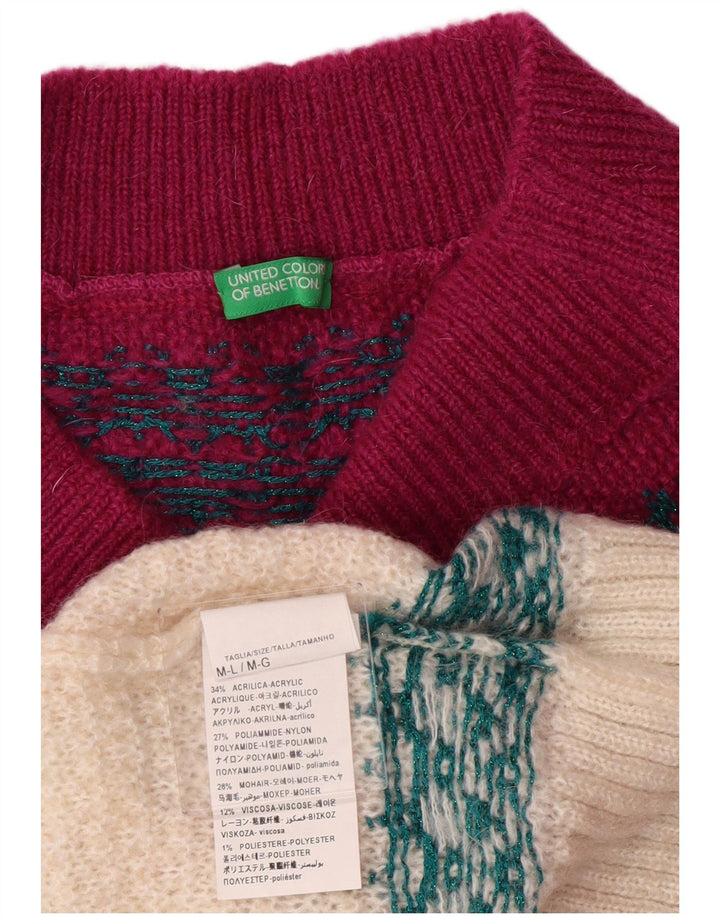 Γυναικείο πουλόβερ με λαιμόκοψη Benetton UK 14 Ακρυλικό μεσαίο μπορντό
