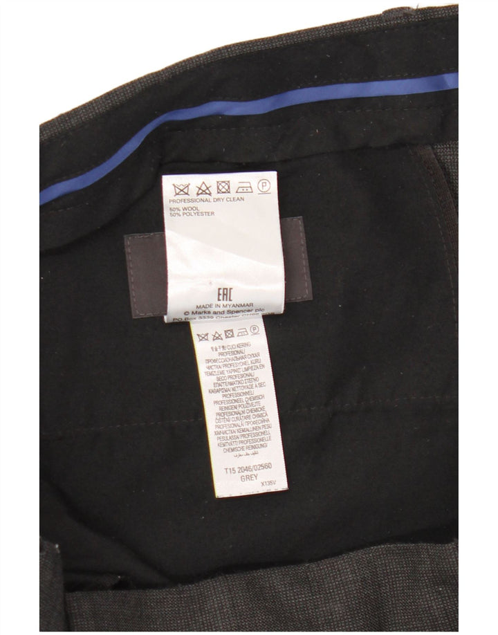 Marks & Spencer Ανδρικό παντελόνι με λεπτή φόρμα W36 L33 Γκρι μαλλί