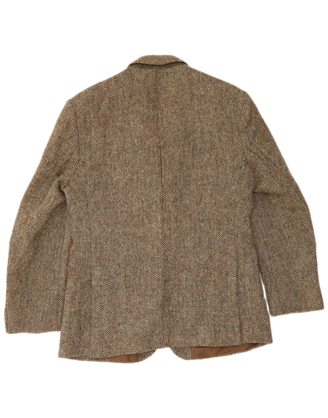 Ανδρικό μπουφάν Harris Tweed 2 κουμπιά σακάκι UK 40 μεγάλο καφέ μαλλί ψαροκόκαλο