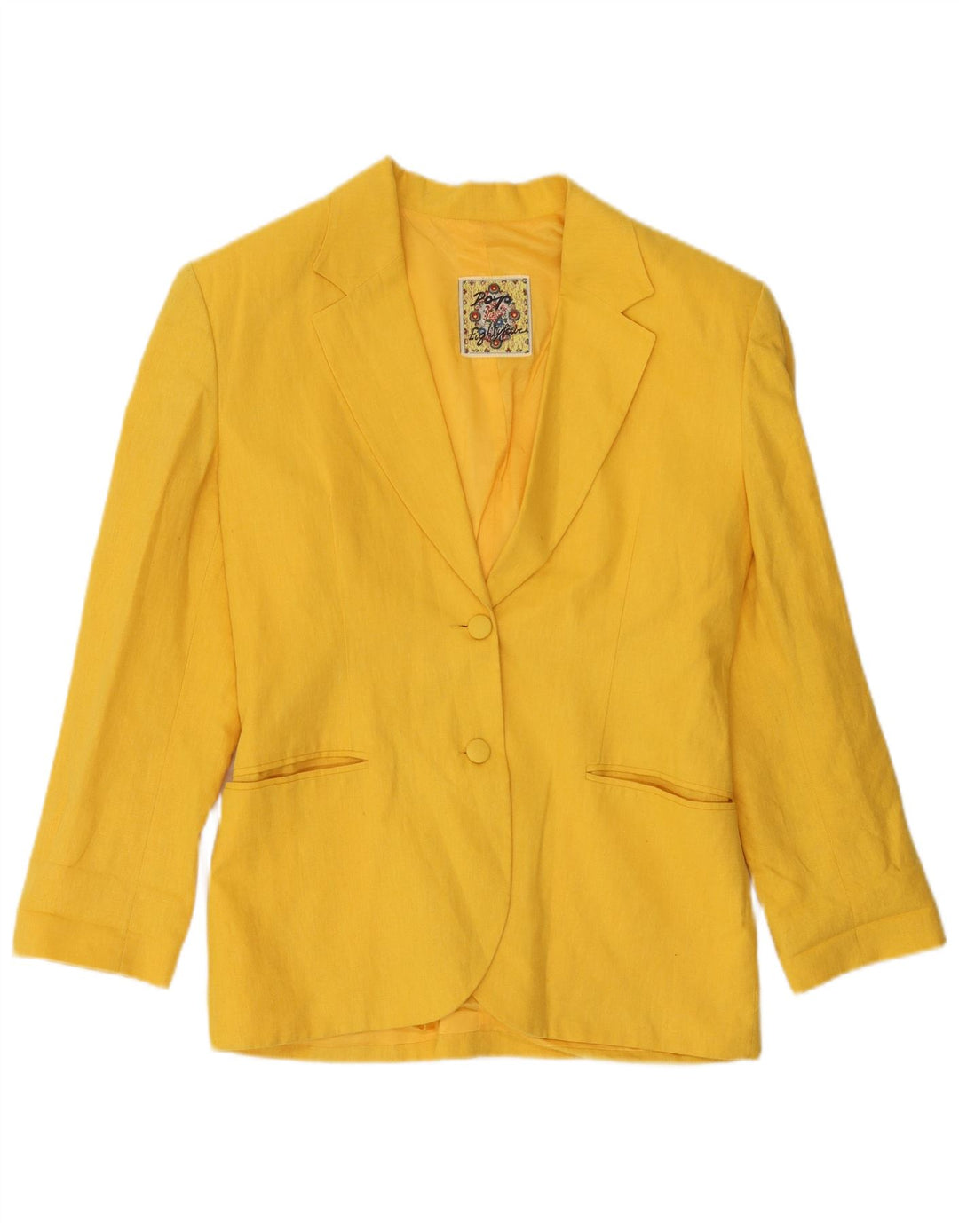 POP 84 Γυναικείο Μπουφάν Blazer με 2 Κουμπιά UK 12 Medium Yellow Len