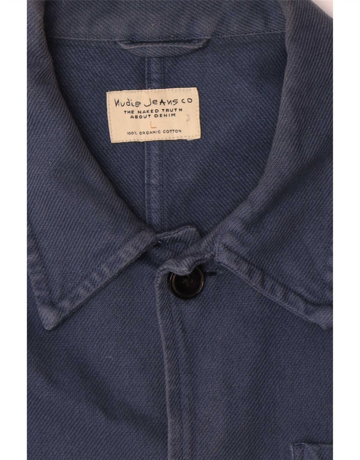 Nudie Jeans Mens Utility Jacket UK 40 Large Blue Cotton