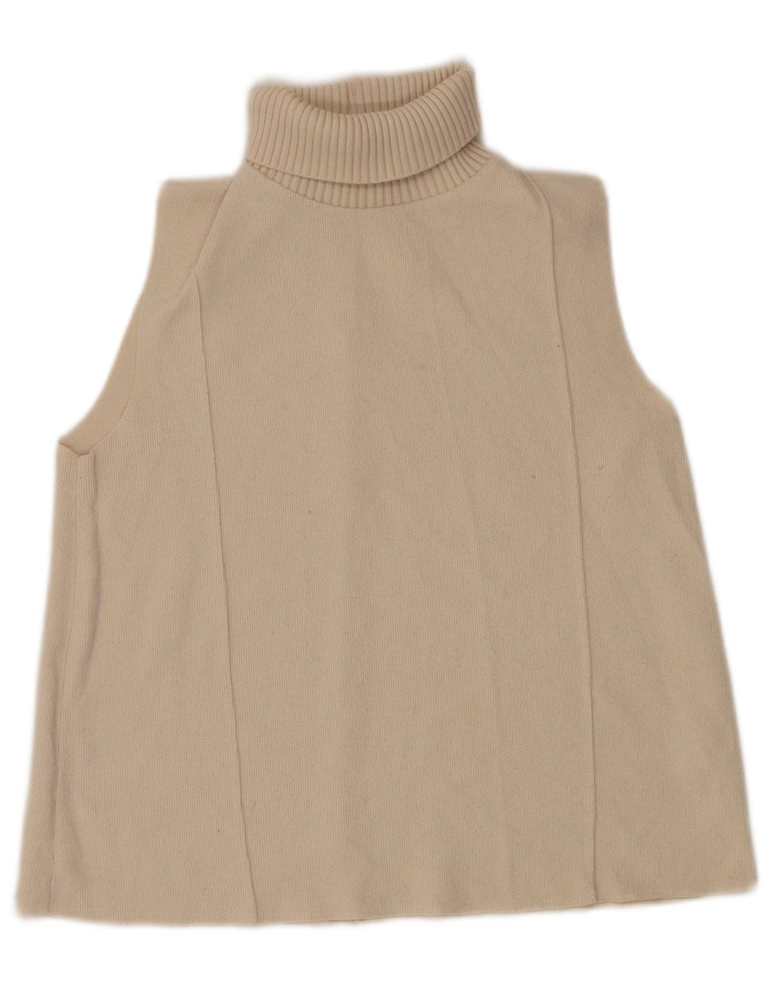 Zara Γυναικείο φανελάκι με ρολό ρεζερβουάρ UK 14 Medium Off White Polyester