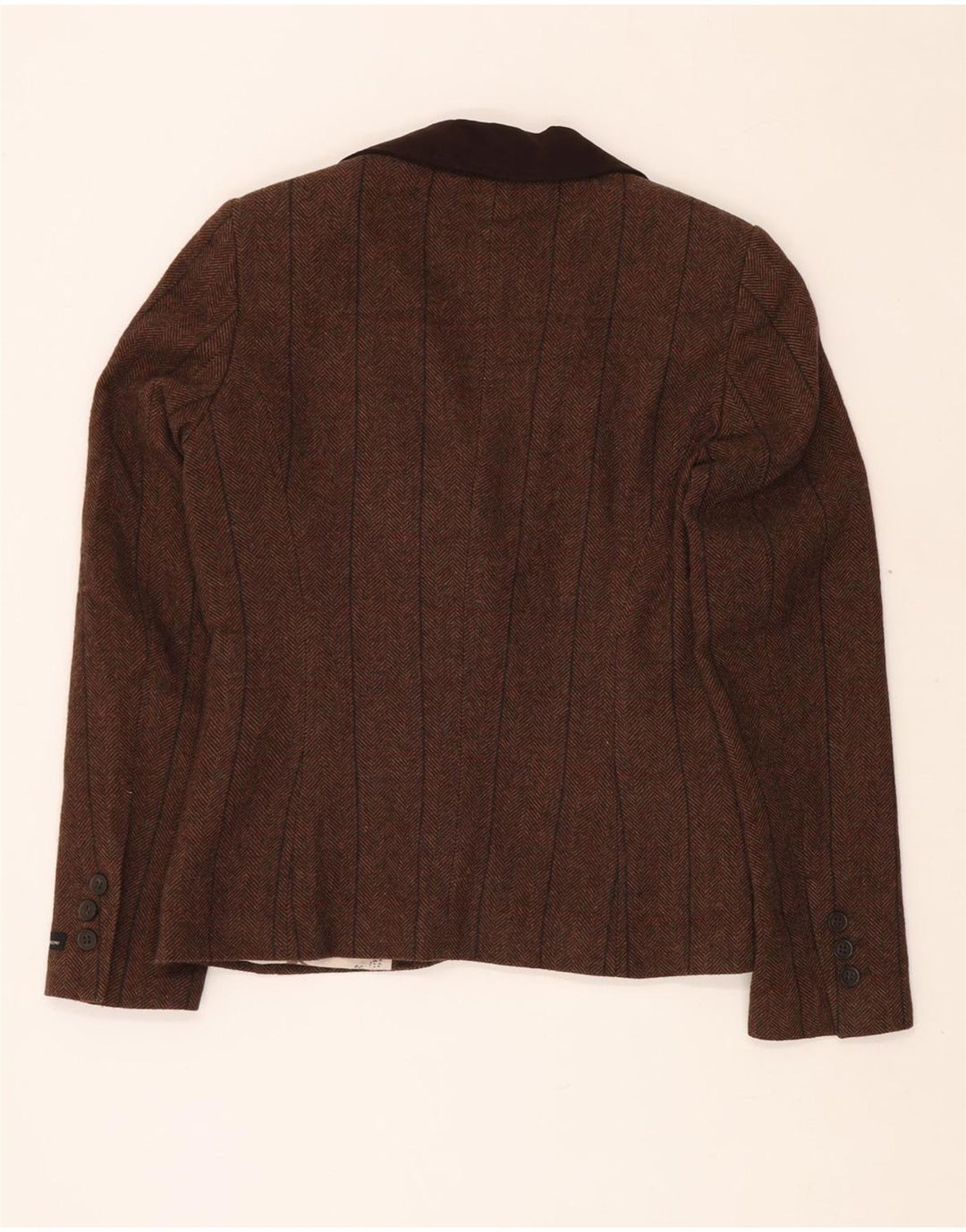 BARBOUR Γυναικείο σακάκι σακάκι με 1 κουμπί UK 10 Μικρό μαλλί καφέ ψαροκόκαλο