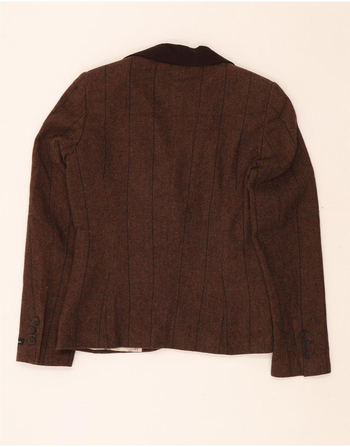 BARBOUR Γυναικείο σακάκι σακάκι με 1 κουμπί UK 10 Μικρό μαλλί καφέ ψαροκόκαλο