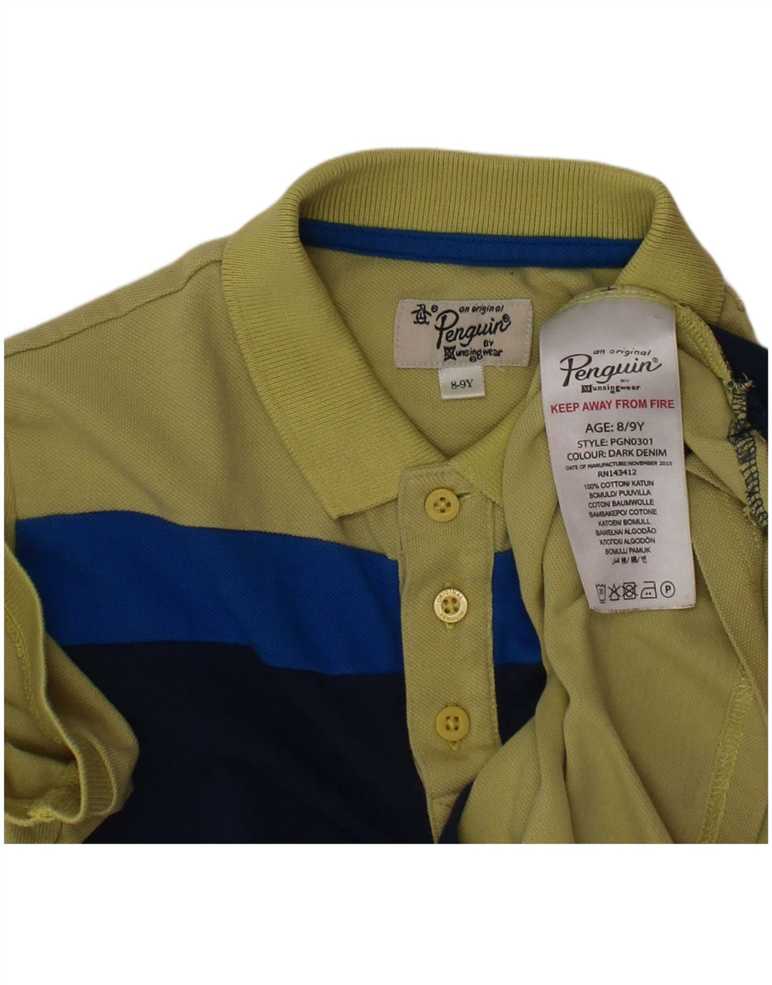 Πουκάμισο πόλο για αγόρια PENGUIN 8-9 ετών Πράσινο βαμβακερό χρώμα