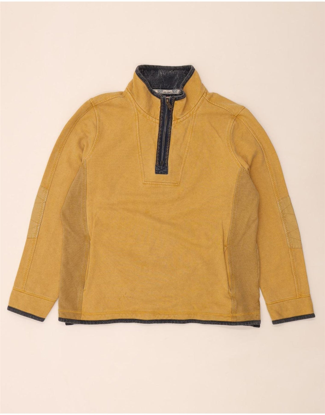 Ανδρικό φούτερ με λαιμόκοψη με φερμουάρ προσώπου 2XL, κίτρινο βαμβακερό