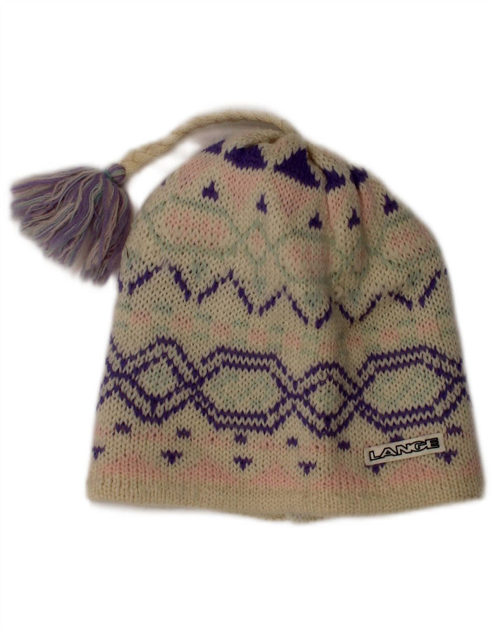 Vintage Γυναικείο καπέλο Beanie One Size Off White Fair Isle Wool