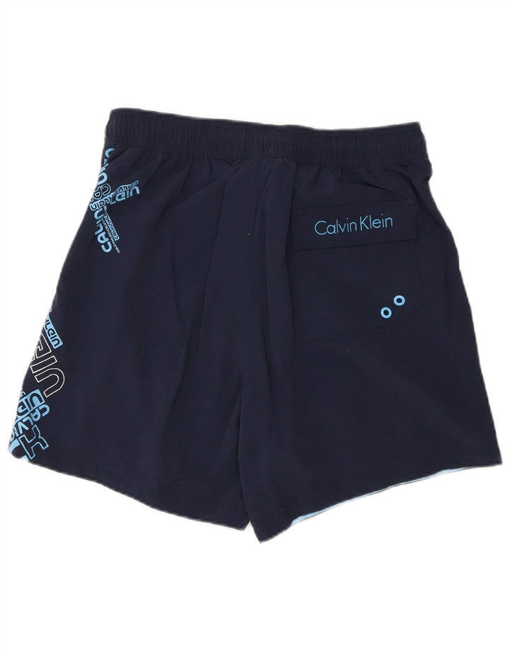 Γραφικό ανδρικό σορτς κολύμβησης Calvin Klein Μικρό Navy Blue Nylon