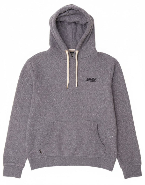 Superdry Mens Hoodie Jumper XL Blue Flecked Cotton