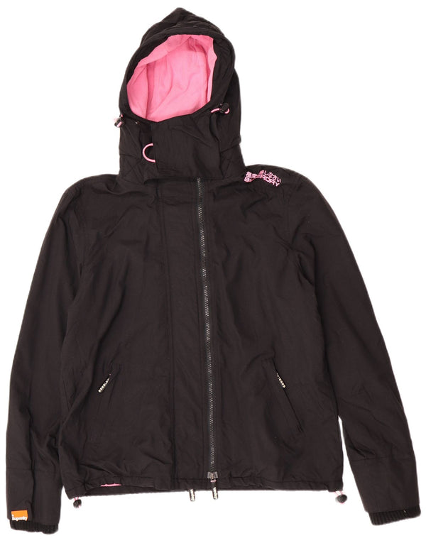 Superdry Womens The Windcheater Hooded Windbreaker Jacket UK 18 XL Black