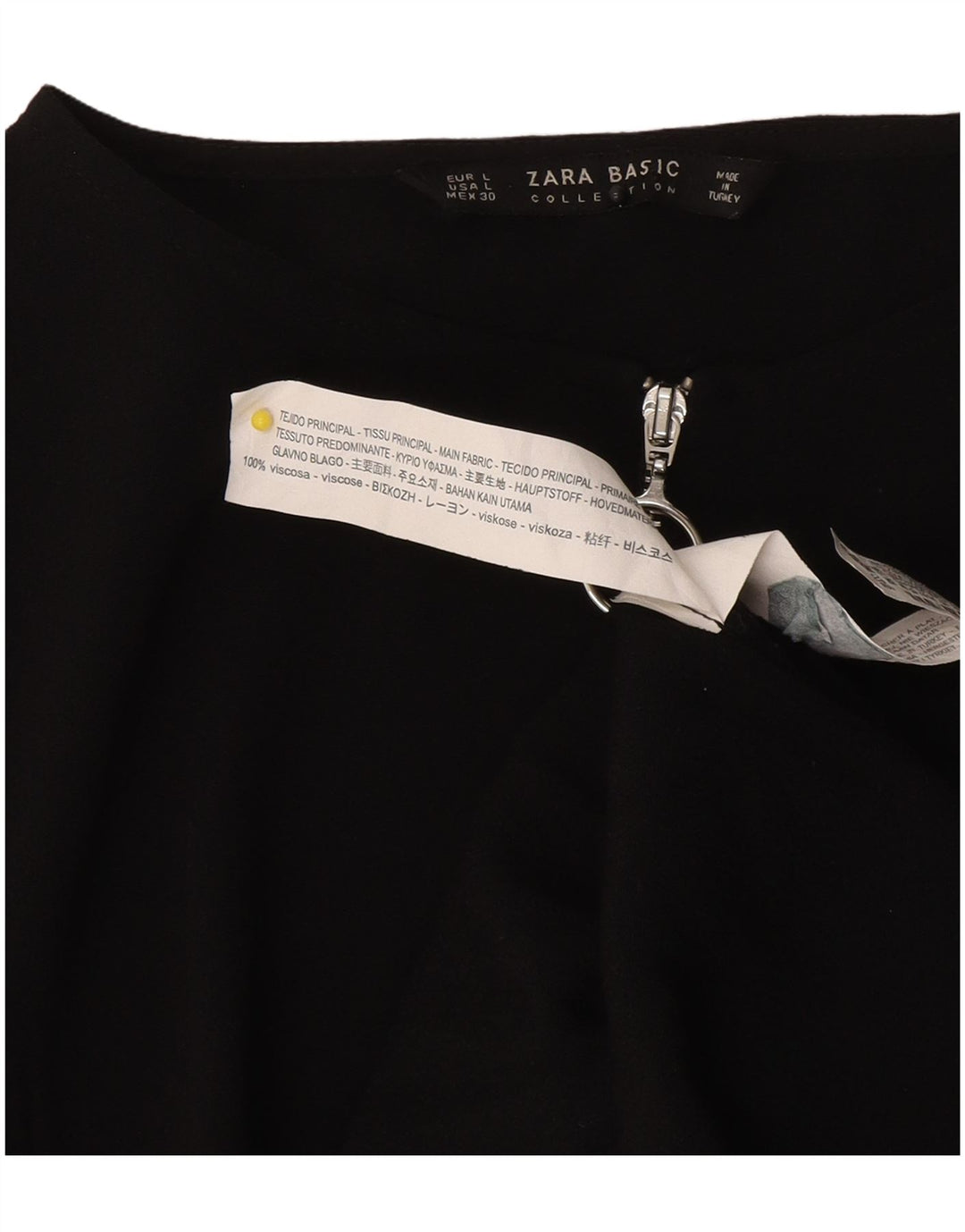 Zara Γυναικεία Μπλούζα Τοπ UK 14 Large Black Colourblock Viscose