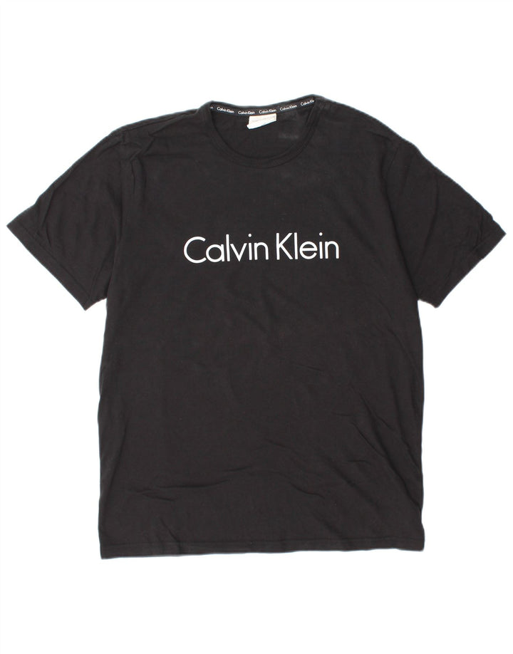 Ανδρικό γραφικό T-shirt CALVIN KLEIN Τοπ μεσαίο μαύρο βαμβακερό