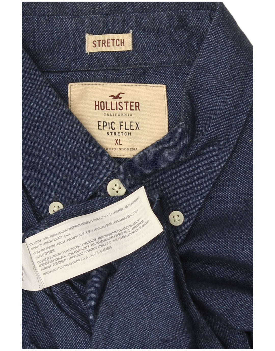 Ανδρικό πουκάμισο Hollister XL Μπλε βαμβακερό