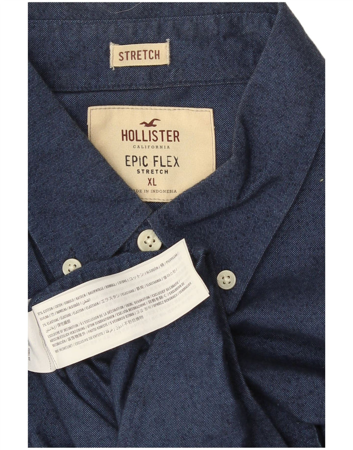 Ανδρικό πουκάμισο Hollister XL Μπλε βαμβακερό