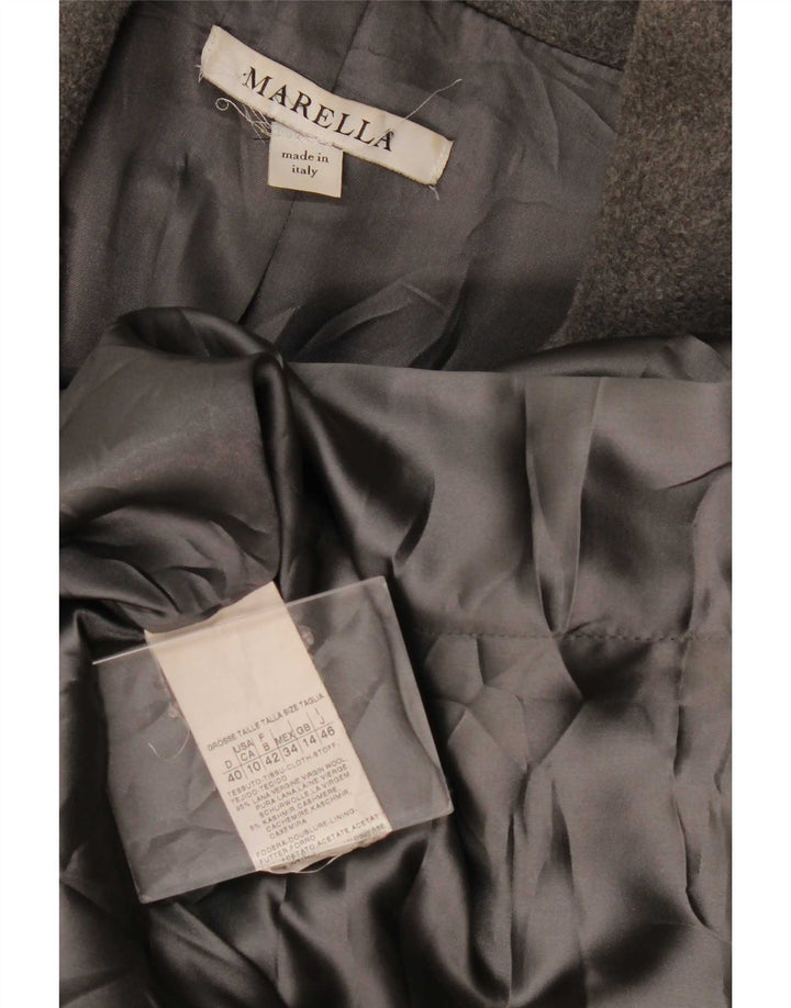 Γυναικείο παλτό Marella με διπλό στήθος UK 14 Large Grey Wool