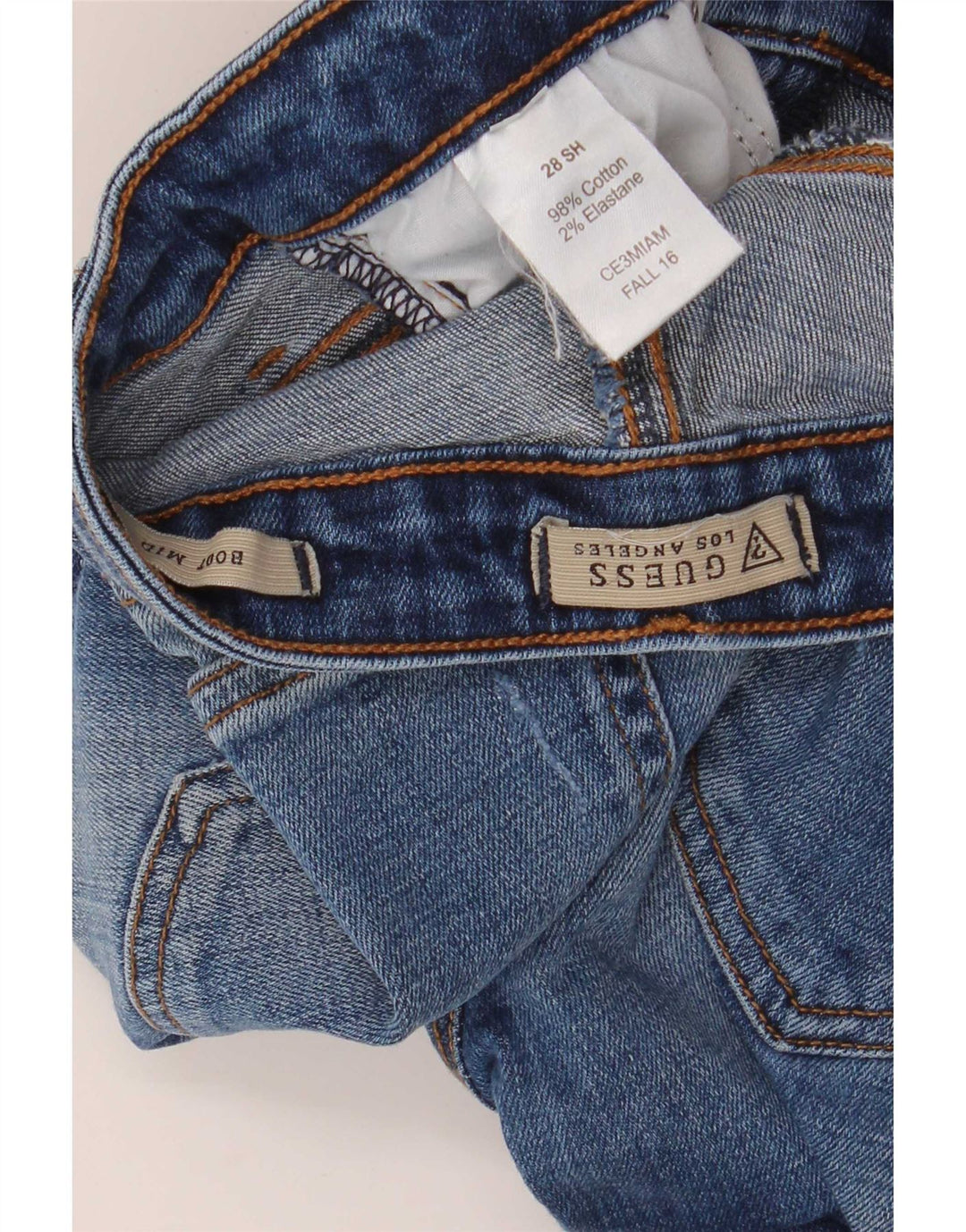 Guess Γυναικείο ψηλόμεσο μποτάκι τζιν W28 L29 Μπλε βαμβακερό