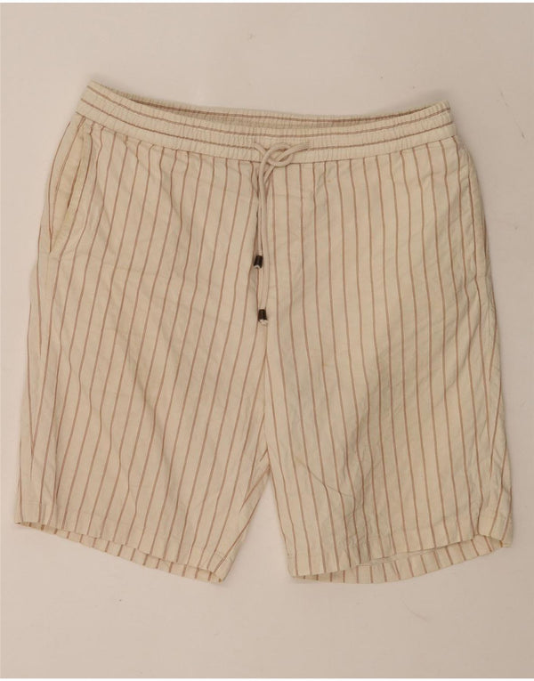 Zara Ανδρικό Σορτς Chino Μεγάλο W32 Μπεζ ριγέ βαμβακερό
