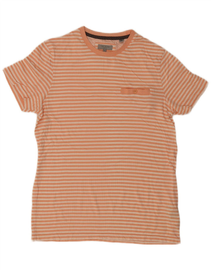 Ανδρικό T-Shirt Ted Baker, κορυφαίο μέγεθος 3, μεσαίο πορτοκαλί βαμβακερό ριγέ