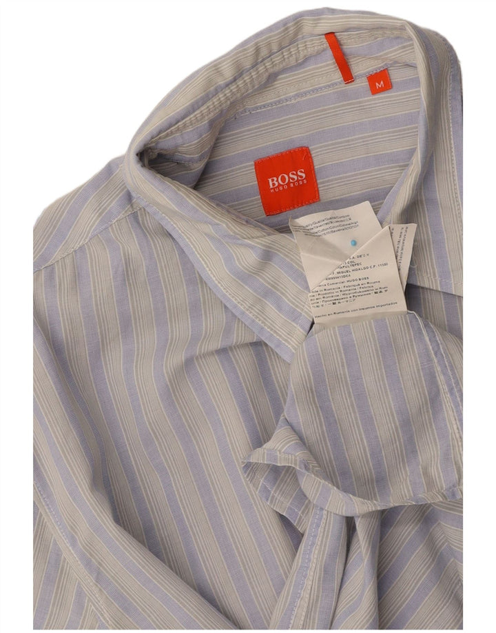 HUGO BOSS Mens Shirt Medium Blue Striped Cotton