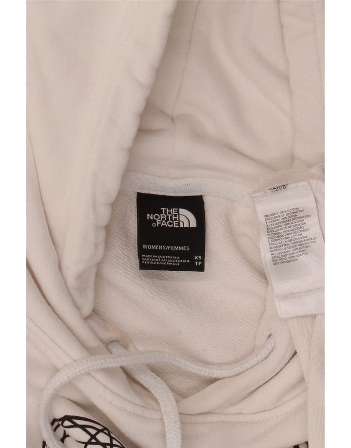 THE NORTH FACE Γυναικείο Υπερμεγέθη γραφικό Crop Hoodie Jumper UK 6 XS Λευκό