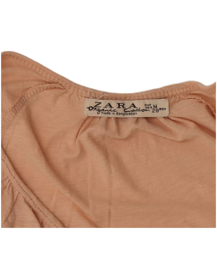Zara γυναικείο μπλουζάκι με μακρύ μανίκι UK 12 Medium Pink Flecked